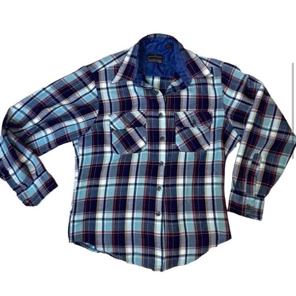 Vintage Sears brand plaid flannel button up SZ M - Picture 3 of 5